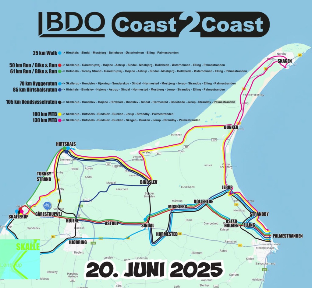 Kort coast2coast 2025